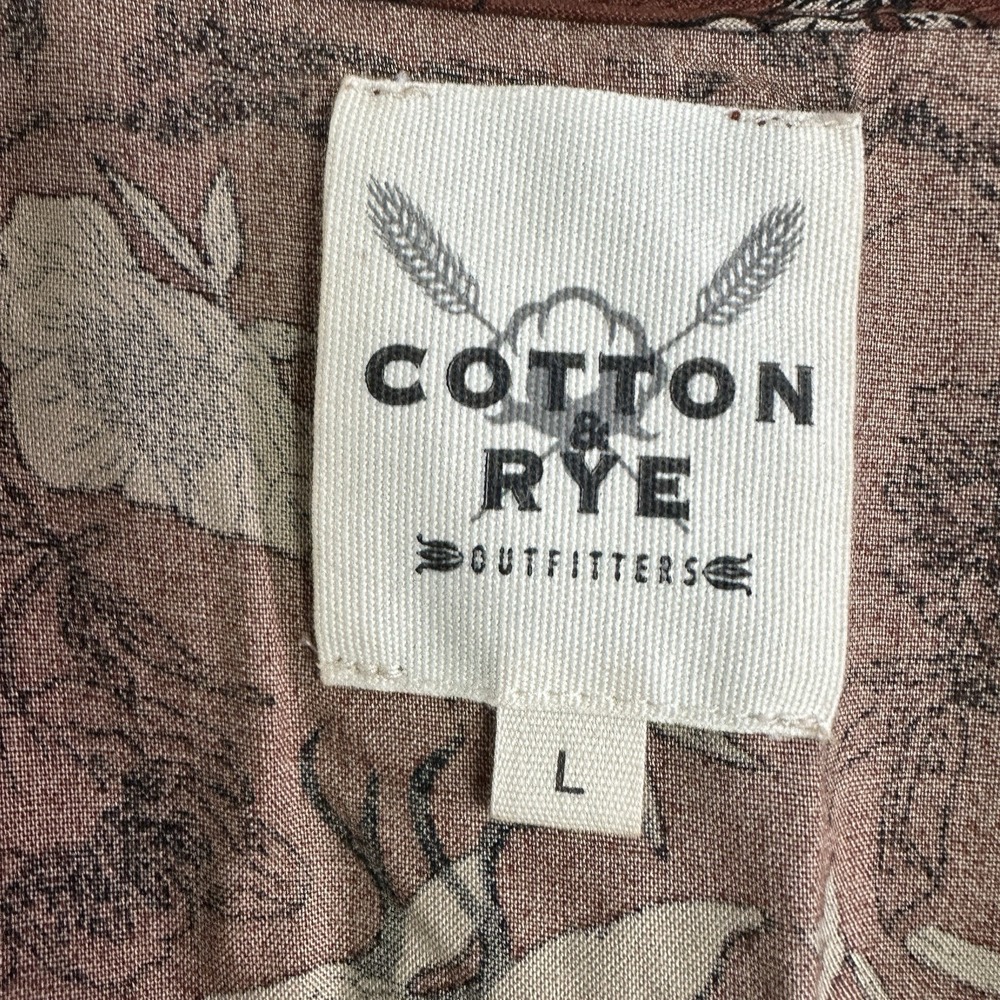Cotton and Rye Jackalope Print Dress Maxi Size Large Ruffle Cottage Modest - Picture 3 of 10